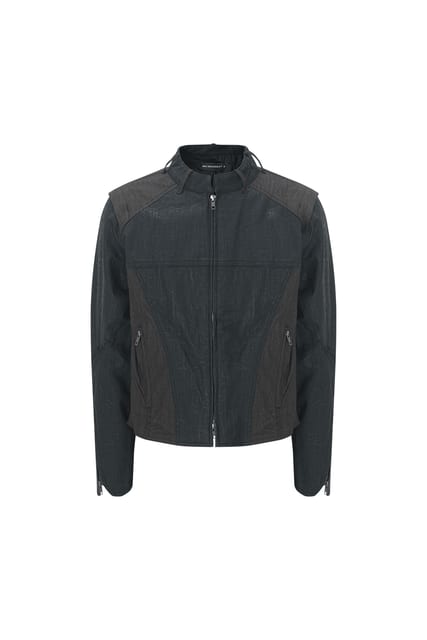 surgery belt ring neck leather jacket black / brown