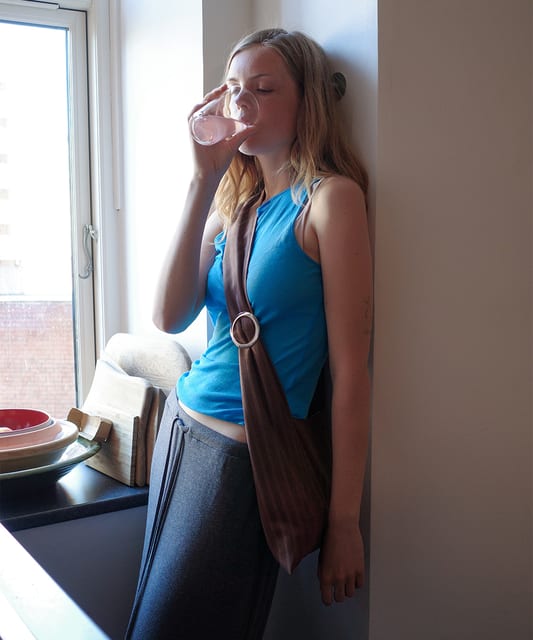 Buckle Stripe Bag (Brown)