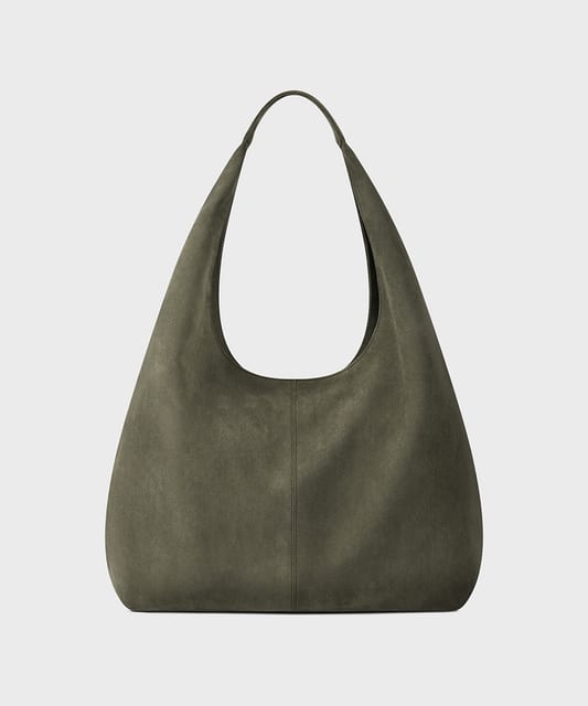 Leaf hobo suede bag (Olive green)