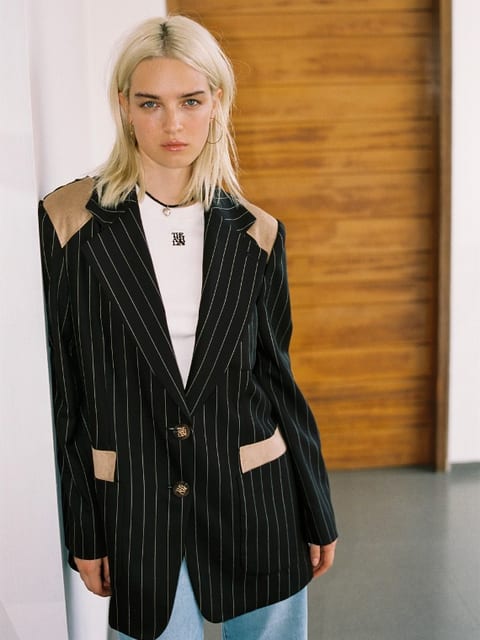 [2nd order] WESTERN OVERSIZED JACKET_BLACK STRIPE