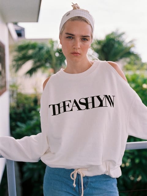 LOGO COLD SHOULDER SWEATSHIRT_IVORY