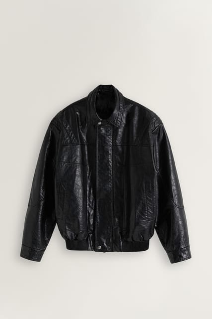 Axis Eco Leather Blouson Jacket - Patch Detail (Black)