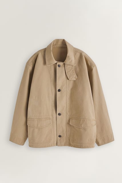 Easc Washed Cotton Trucker Jacket - Relaxed Fit (Safari)