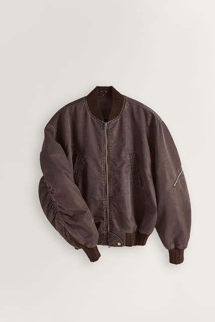 Raw Garment Washed MA-1 Bomber Jacket - Custom Rib (Martini Olive)