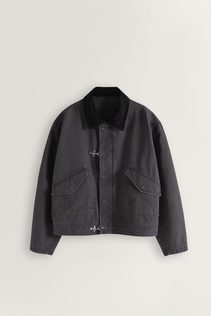 Routine Washed Cotton Fireman Jacket - Workweat Detail (Mocha Beige)