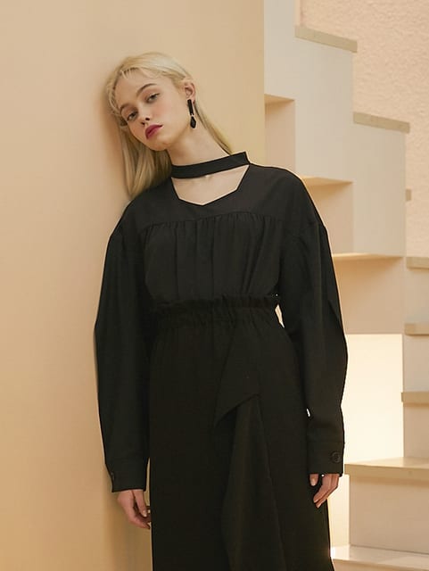 CHOCKER BLOUSE NAVY