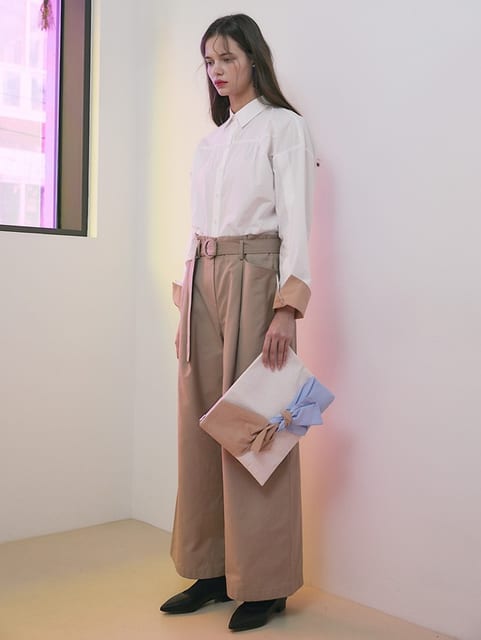 PAPERBACK BELTED PANTS BEIGE