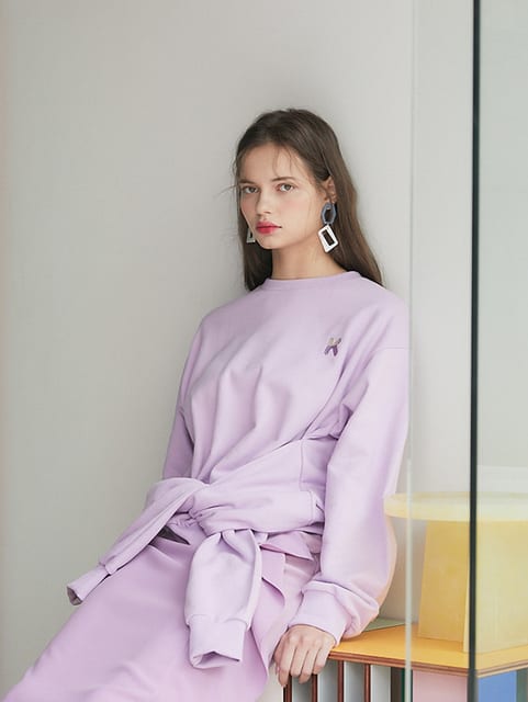 SLEEVE KNOT SWEAT SHIRT PURPLE