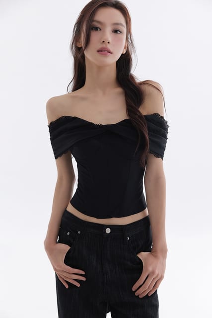 Juliette Corset Off Shoulder Top (Black)