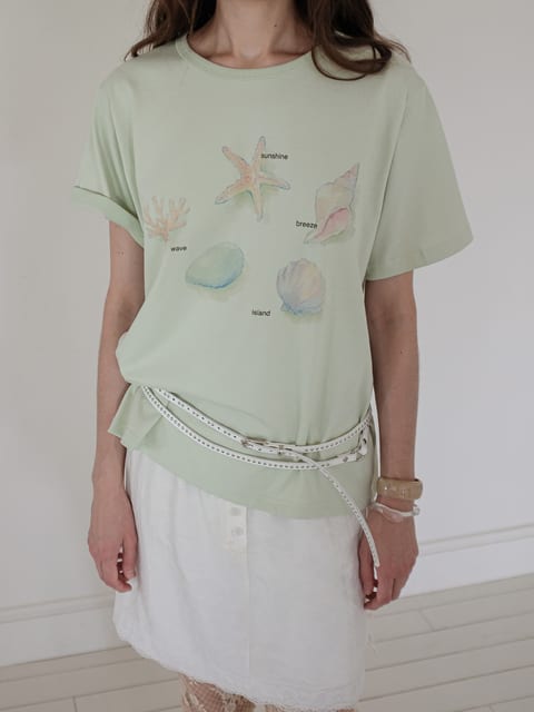 [8/10 예약배송][4차] Sea Life Graphic T-Shirt (Mint)