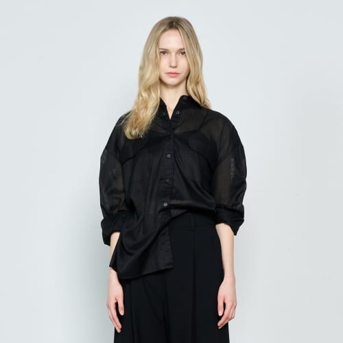 See-Through Stripe Shirt Black