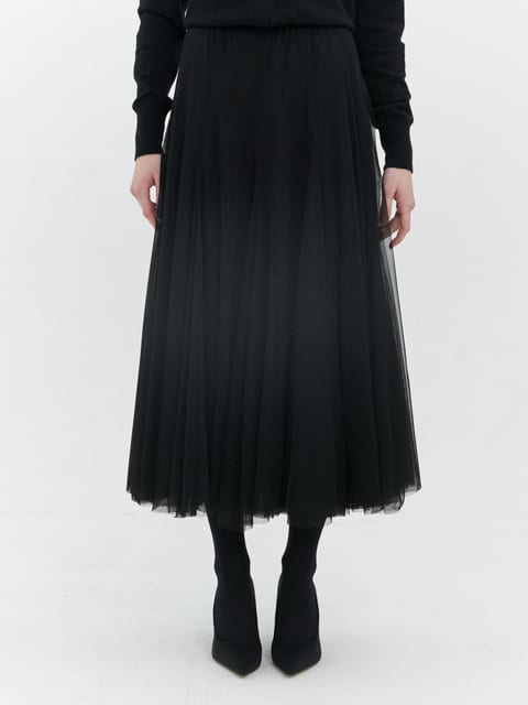 Chloe chiffon long skirt (Black)