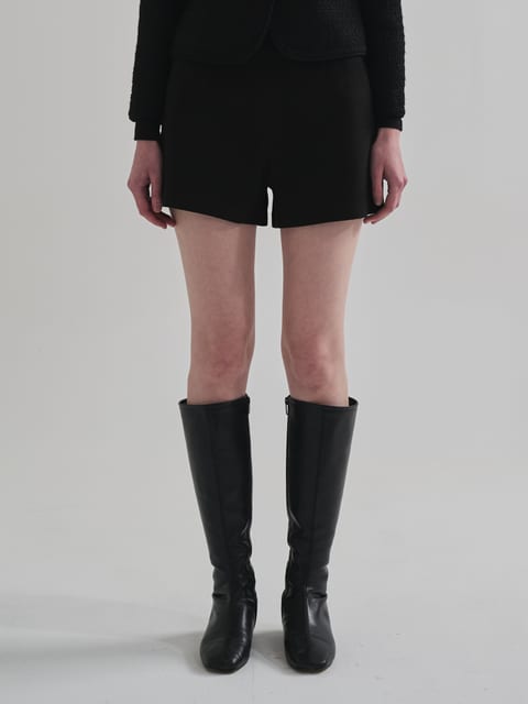 Simple wool shorts (Black)