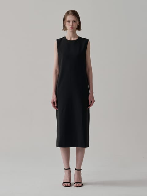 Sleeveless long dress (Black)
