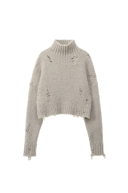 Turtleneck Crop Sweater_Oatmeal Grey