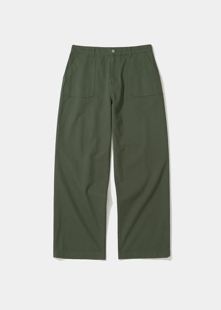 cotton fatigue pants wide fit forest