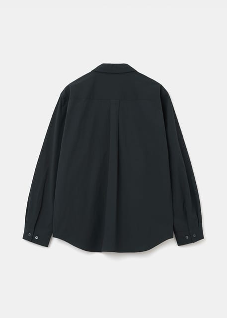 seersucker pocket shirt black