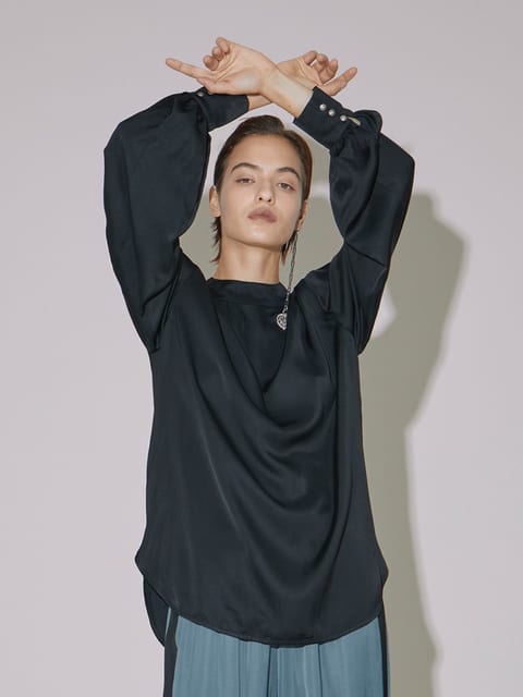 모달 모크넥 블라우스 블랙