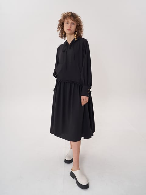 hooded maxi dress_black