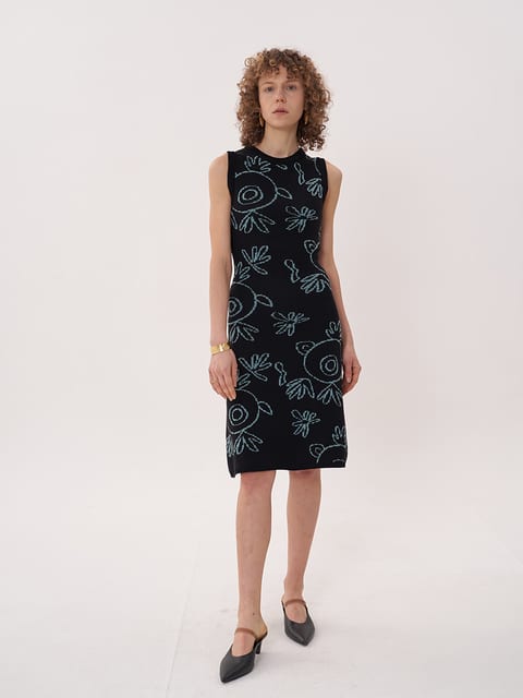 jacquard knit dress_black