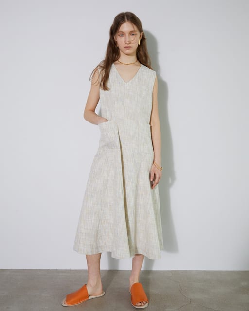 panelled flared dress_pale orange