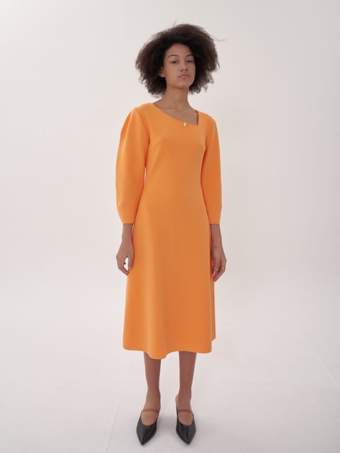 signature v-neck dress_orange