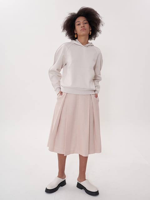 tucked midi skirt_salmon