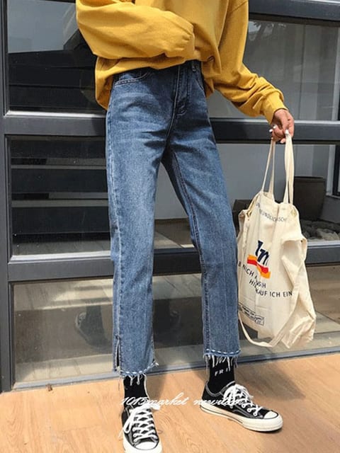 컷팅 트임일자 바지