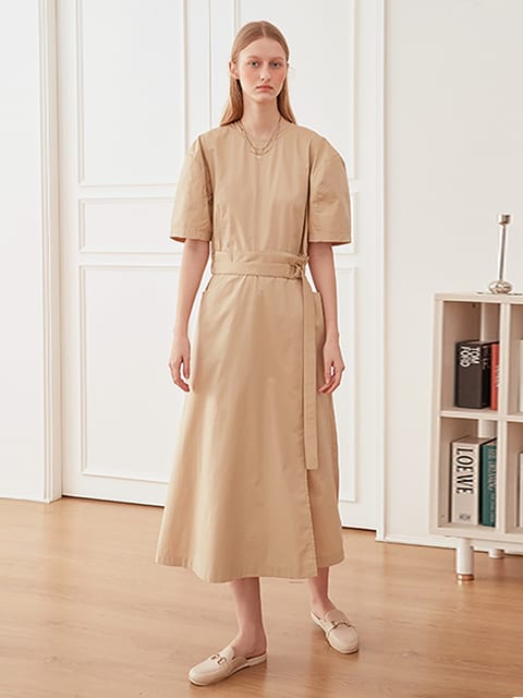 [LINE] D Ring Button Wrap Dress