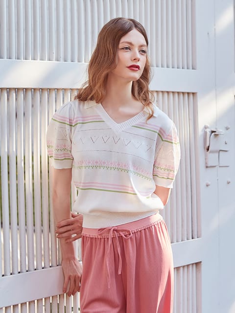 V-Collar Summer Knit (IVORY)