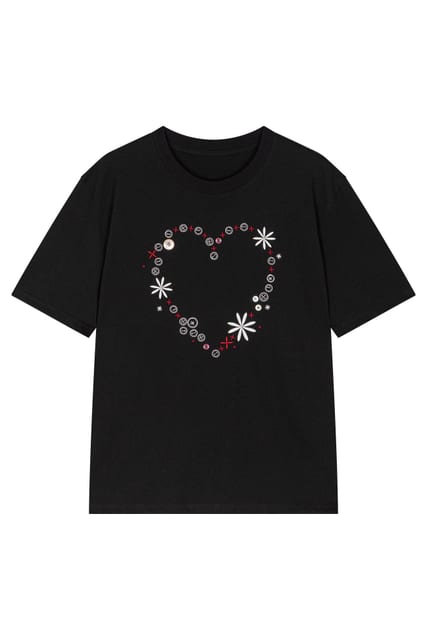 Heart Button T-shirts - Black