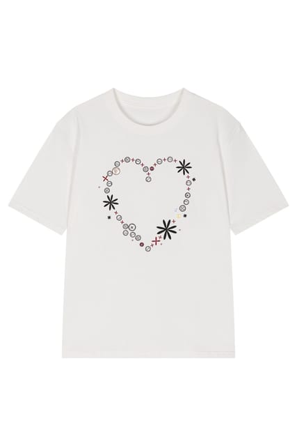Heart Button T-shirts - White