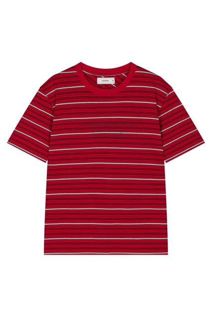 Multi Stripe Lettering T-shirts - Red