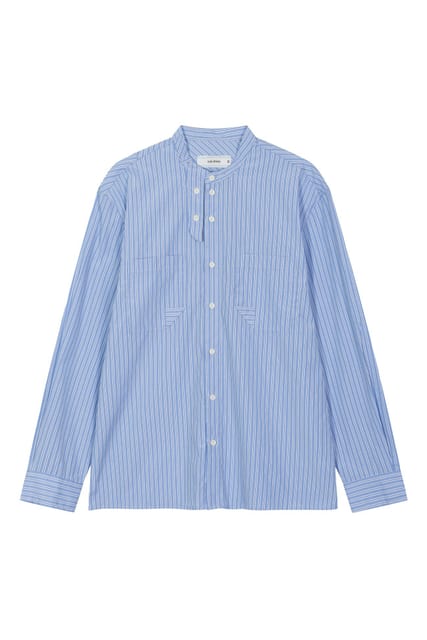 Valley China Collar Stripe Shirts - Ocean Blue