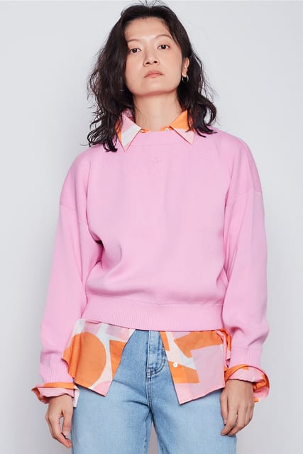 Little Navy Pullover - Pink
