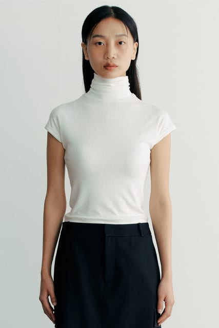 Roll Neck Top - White