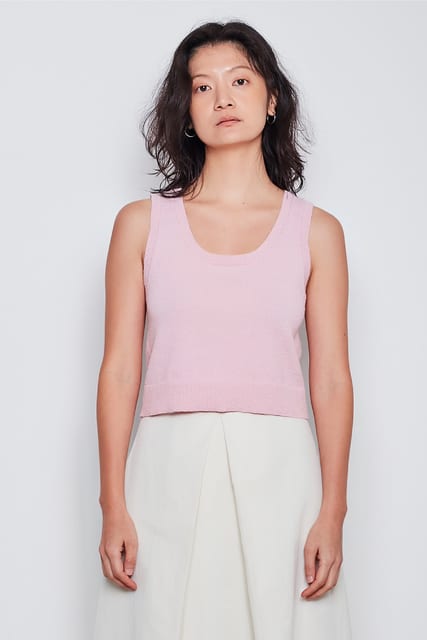 Scoop Neck Cropped Top - Pink