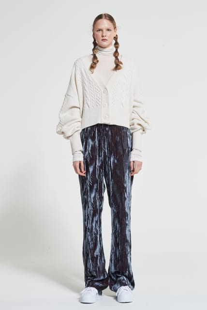 Crack Velvet Banding Waist Pants Navy WBAFPA006NV