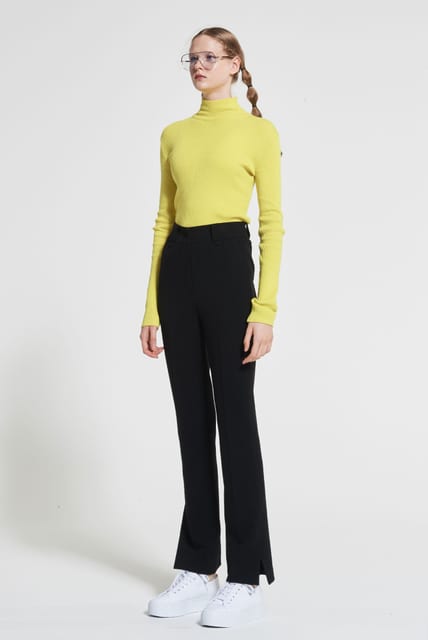 Side-Slit Straight Pants Black WBAFPA010BK