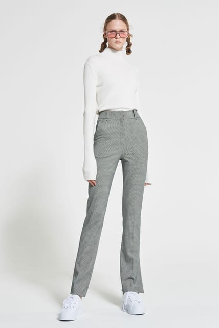 Side-Slit Straight Pants Check WBAFPA010CK