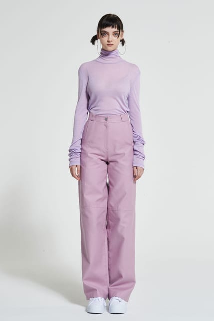 Stitch-Over Cotton Pants Lilac WBAFPA007PK