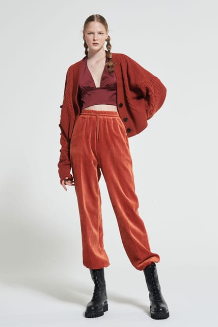 Velour Jogger Pants Burgundy WBAFPA003OR
