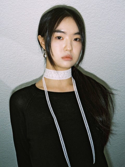 플로럴 레이스 초커목걸이 - 화이트