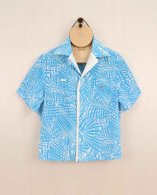 Blue Palm Tree Hand-beaded Shirts