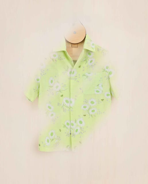 Green Field Dragonfly Hand-beaded Shirts
