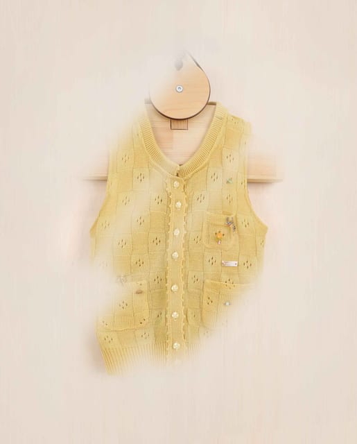 Mustard Hand-beaded Knit Vest