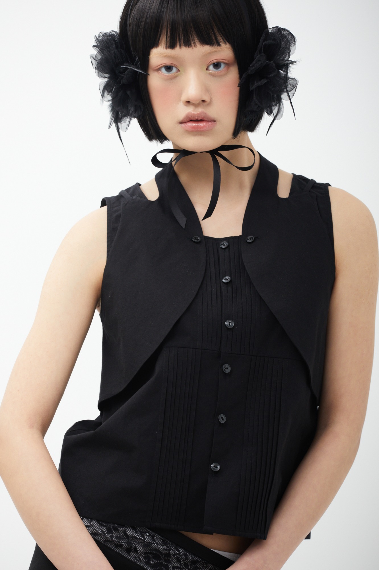 DOUBLE VEST BLOUSE (black)